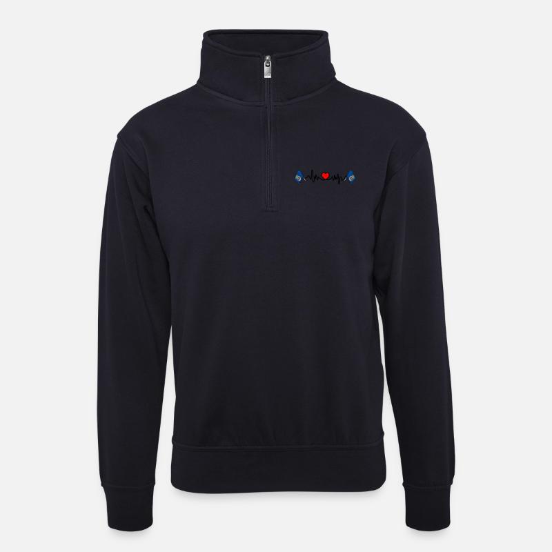 Herzfrequenz-Cardio aus Oslo - Unisex Pullover mit Zip-Kragen - Dunkelnavy