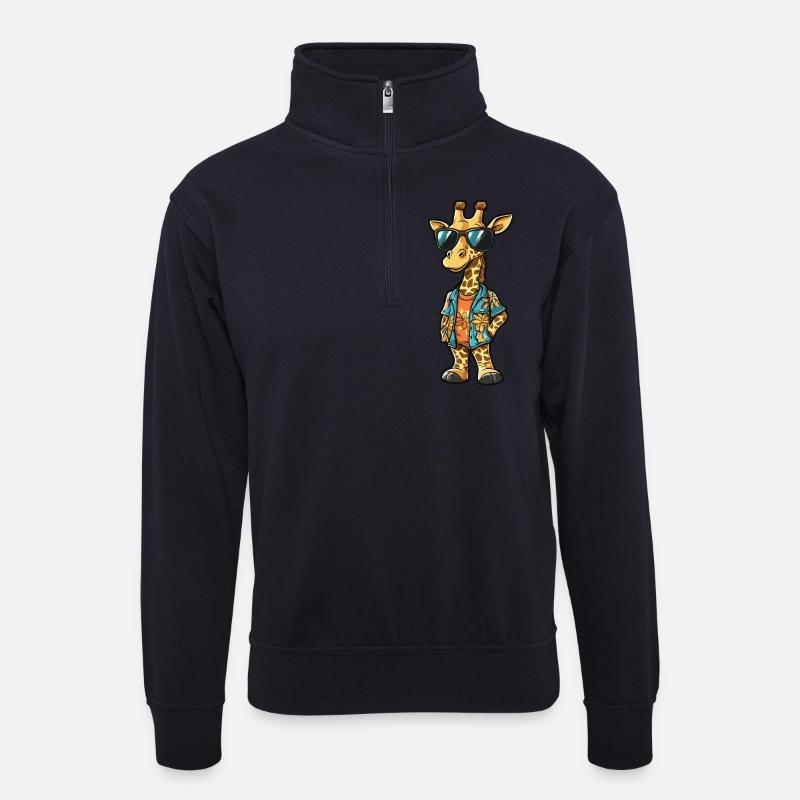 Giraffe Cool Sommer - Unisex Pullover mit Zip-Kragen - Dunkelnavy
