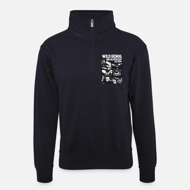 Wild Genug Camping Abenteuer - Unisex Pullover mit Zip-Kragen - Dunkelnavy