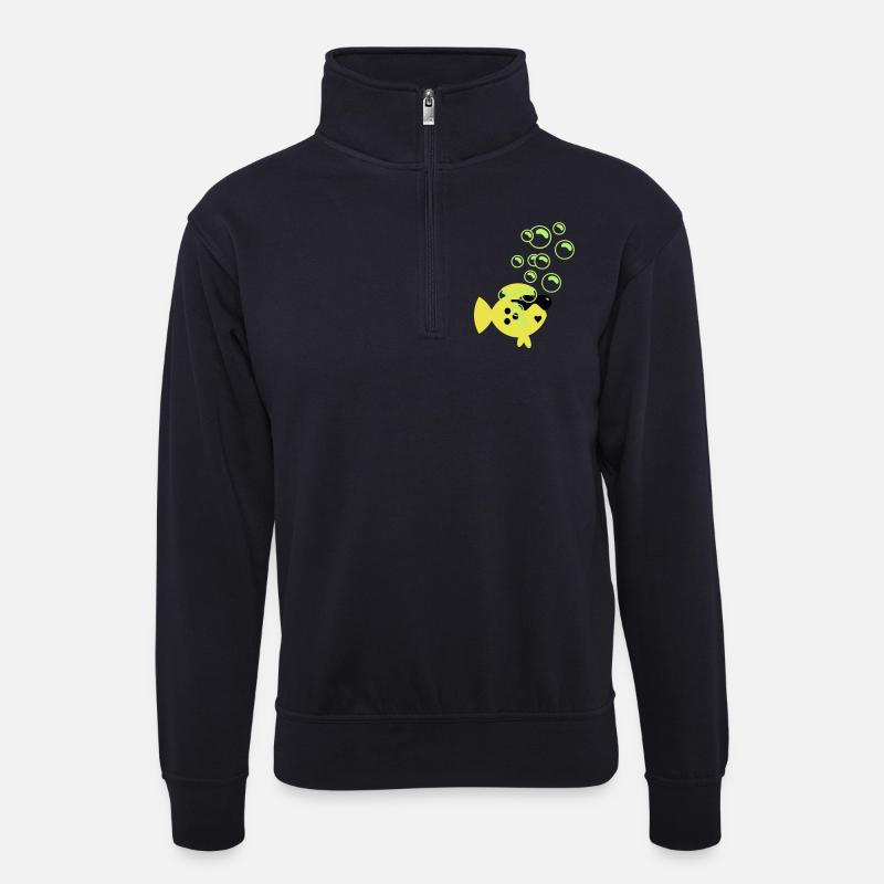 Blasen / bubbles (C, 1c) - Unisex Pullover mit Zip-Kragen - Dunkelnavy