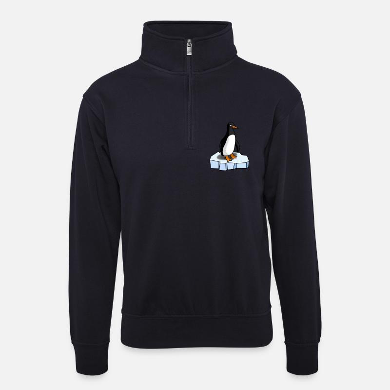 Süsser Pinguin - Unisex Pullover mit Zip-Kragen - Dunkelnavy