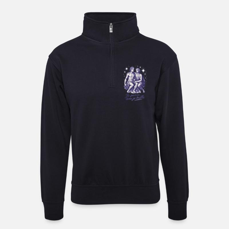 Zwillinge Sternzeichen - Astrologie - Unisex Pullover mit Zip-Kragen - Dunkelnavy