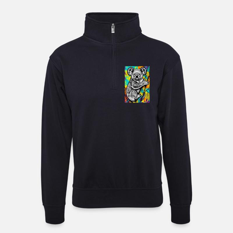 Koala - Unisex Pullover mit Zip-Kragen - Dunkelnavy