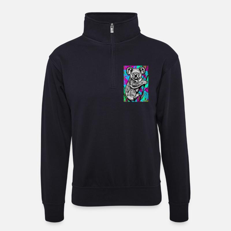 Koala - Unisex Pullover mit Zip-Kragen - Dunkelnavy