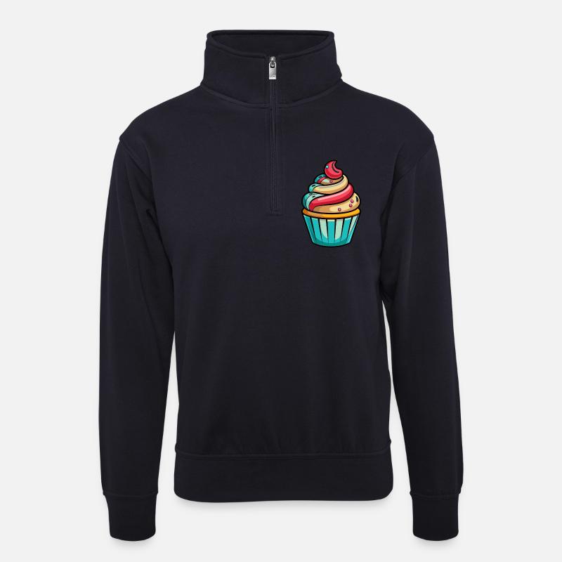 Cupcakes - Unisex Pullover mit Zip-Kragen - Dunkelnavy
