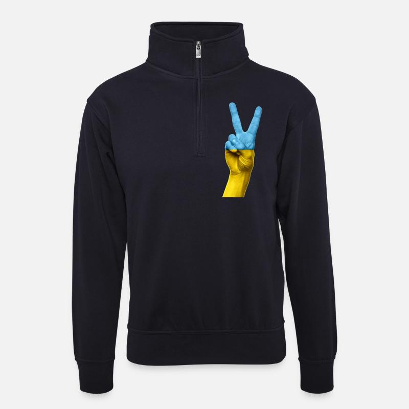 Ukraine - Unisex Pullover mit Zip-Kragen - Dunkelnavy