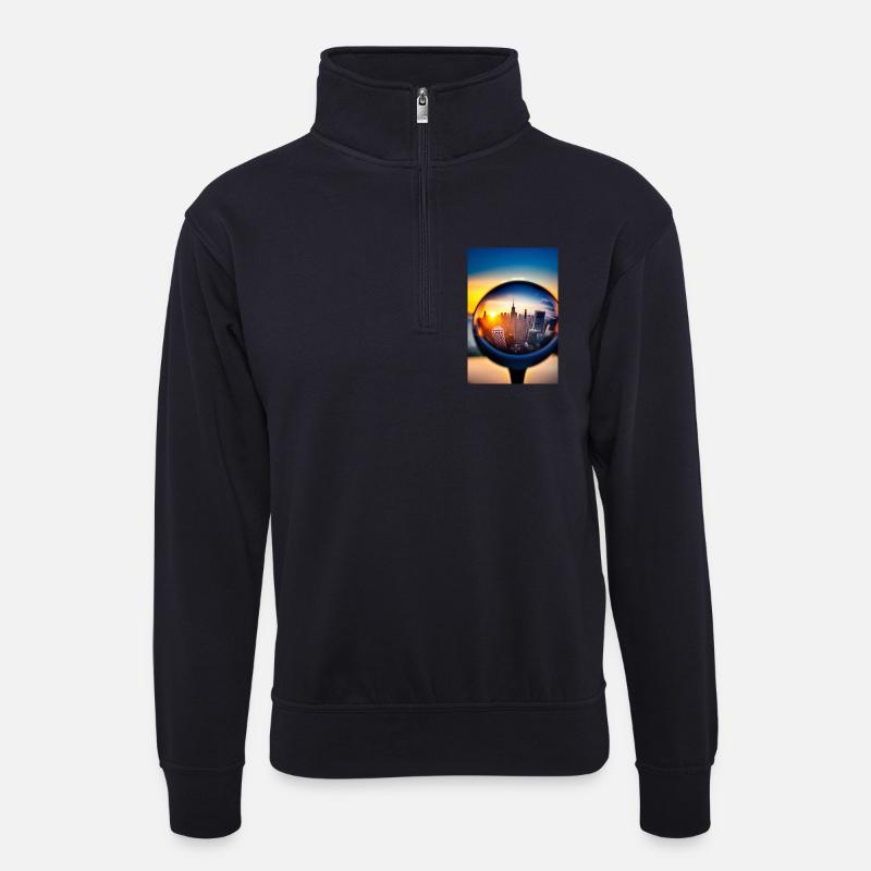 Stadt Kugel - Unisex Pullover mit Zip-Kragen - Dunkelnavy