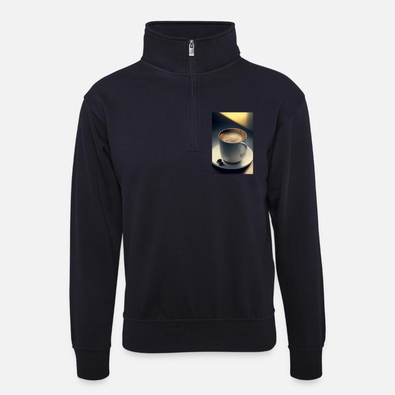 Kaffee, Kaffeebohnen - Unisex Pullover mit Zip-Kragen - Dunkelnavy