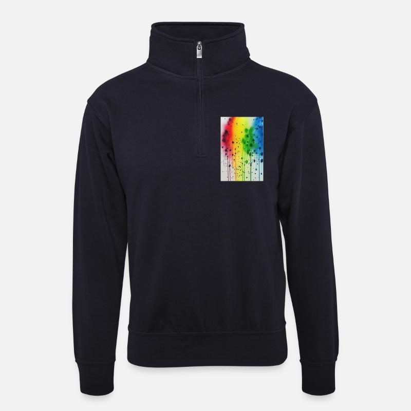 Farbspritzer - Unisex Pullover mit Zip-Kragen - Dunkelnavy