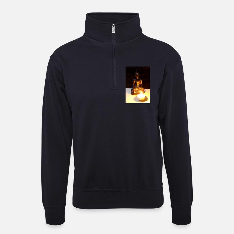 buddha Poster - Unisex Pullover mit Zip-Kragen - Dunkelnavy