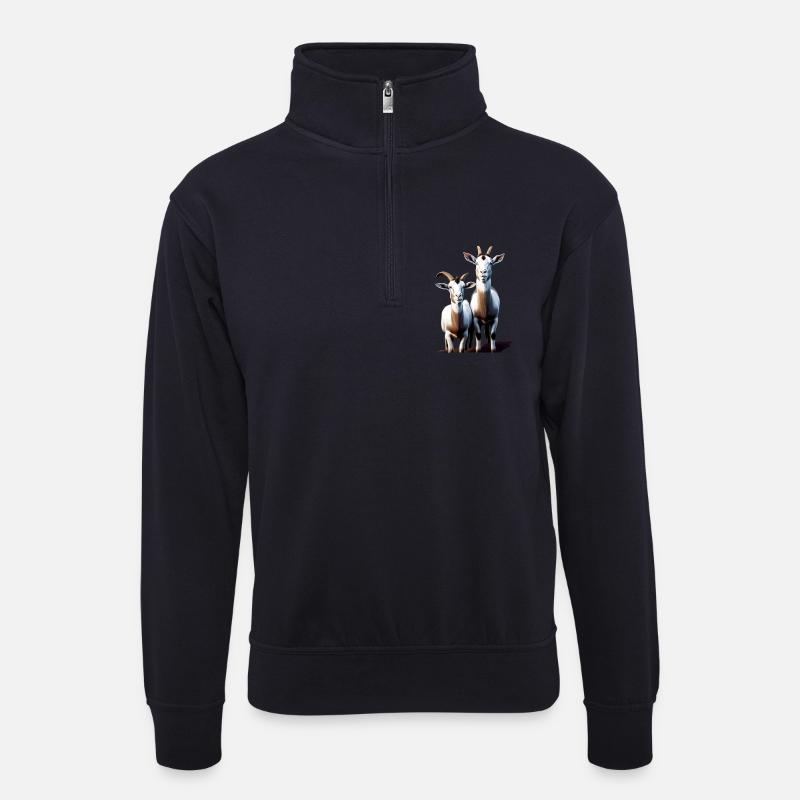 ZIEGEN II - Unisex Pullover mit Zip-Kragen - Dunkelnavy
