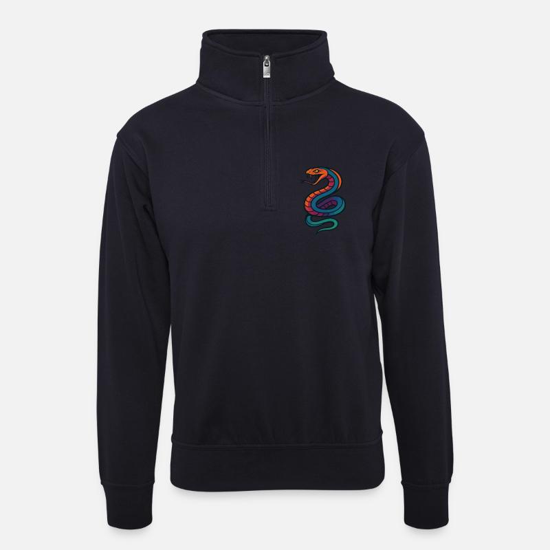 Bunte Schlange - Unisex Pullover mit Zip-Kragen - Dunkelnavy