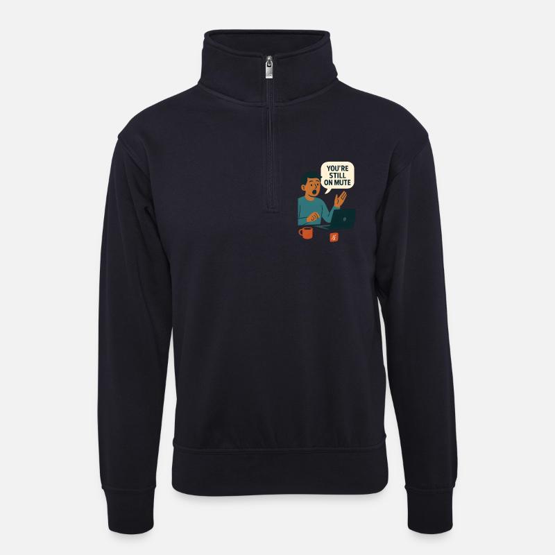 Status-Sprechblasengrafik stummschalten - Unisex Pullover mit Zip-Kragen - Dunkelnavy