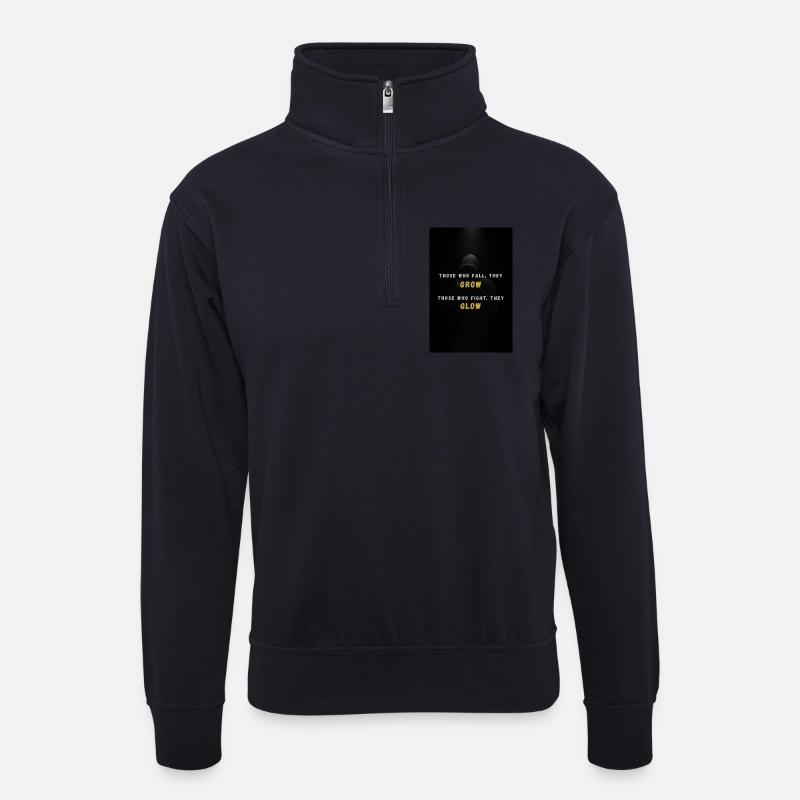 GlowGrind - Unisex Pullover mit Zip-Kragen - Dunkelnavy