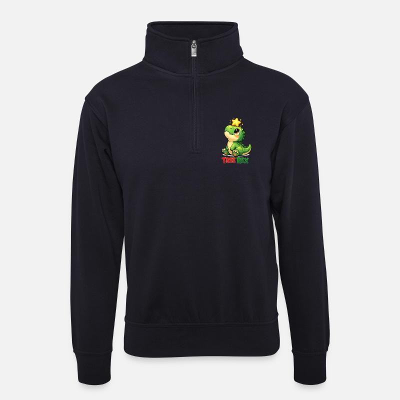 Tree Rex Dino T Rex - Unisex Pullover mit Zip-Kragen - Dunkelnavy