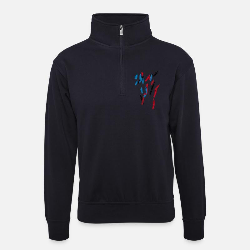 Farben Muster - Unisex Pullover mit Zip-Kragen - Dunkelnavy