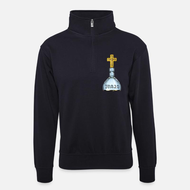 LEBERANFALL – Bellegique - Unisex Pullover mit Zip-Kragen - Dunkelnavy