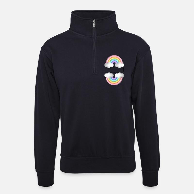 Regenbogen - Unisex Pullover mit Zip-Kragen - Dunkelnavy