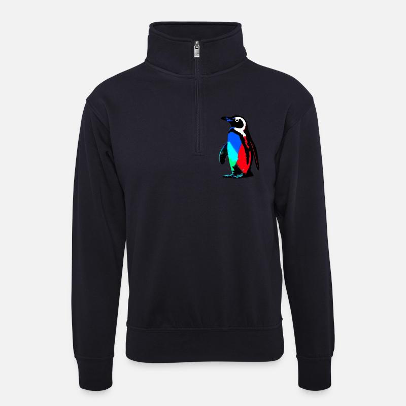Pinguin - Unisex Pullover mit Zip-Kragen - Dunkelnavy