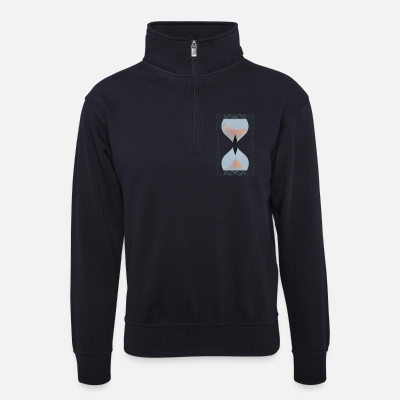 sandtimer, memento mori - Unisex Pullover mit Zip-Kragen - Dunkelnavy