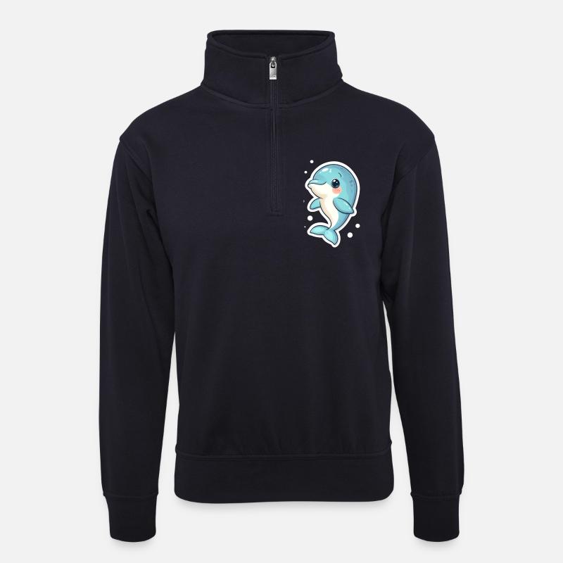 Delfin - Unisex Pullover mit Zip-Kragen - Dunkelnavy