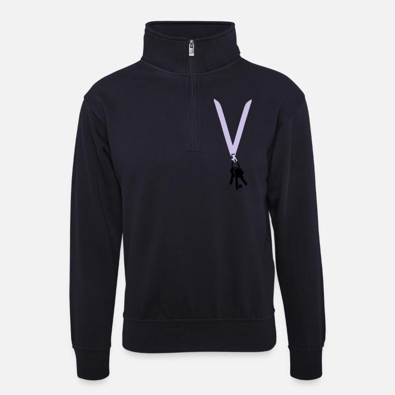 schluessel - Unisex Pullover mit Zip-Kragen - Dunkelnavy