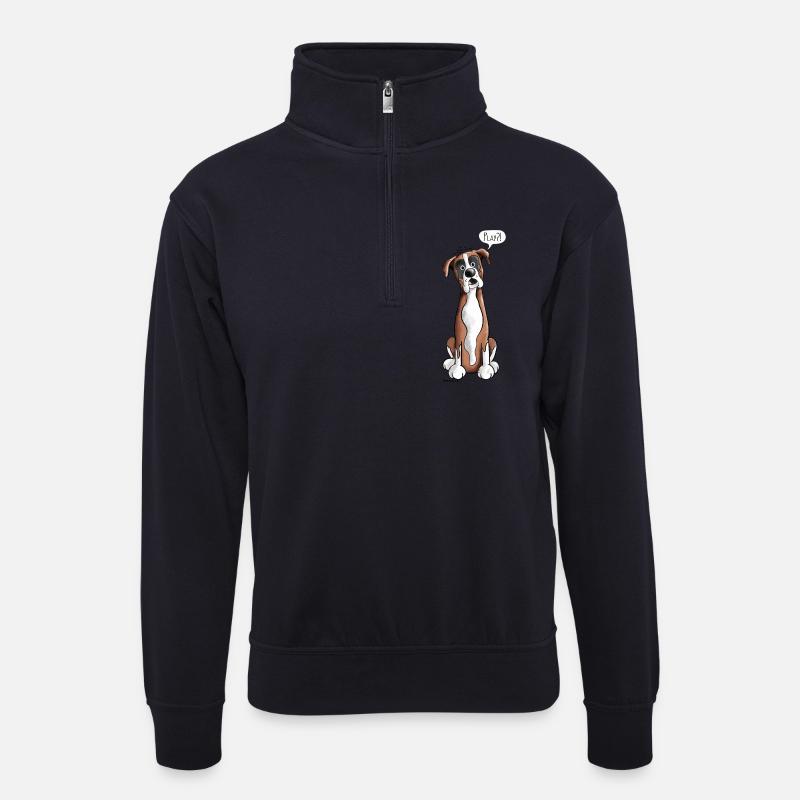 Deutscher Boxer Play - Unisex Pullover mit Zip-Kragen - Dunkelnavy