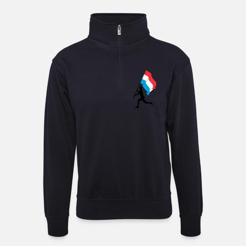 Flagge Luxemburger läuft - Unisex Pullover mit Zip-Kragen - Dunkelnavy