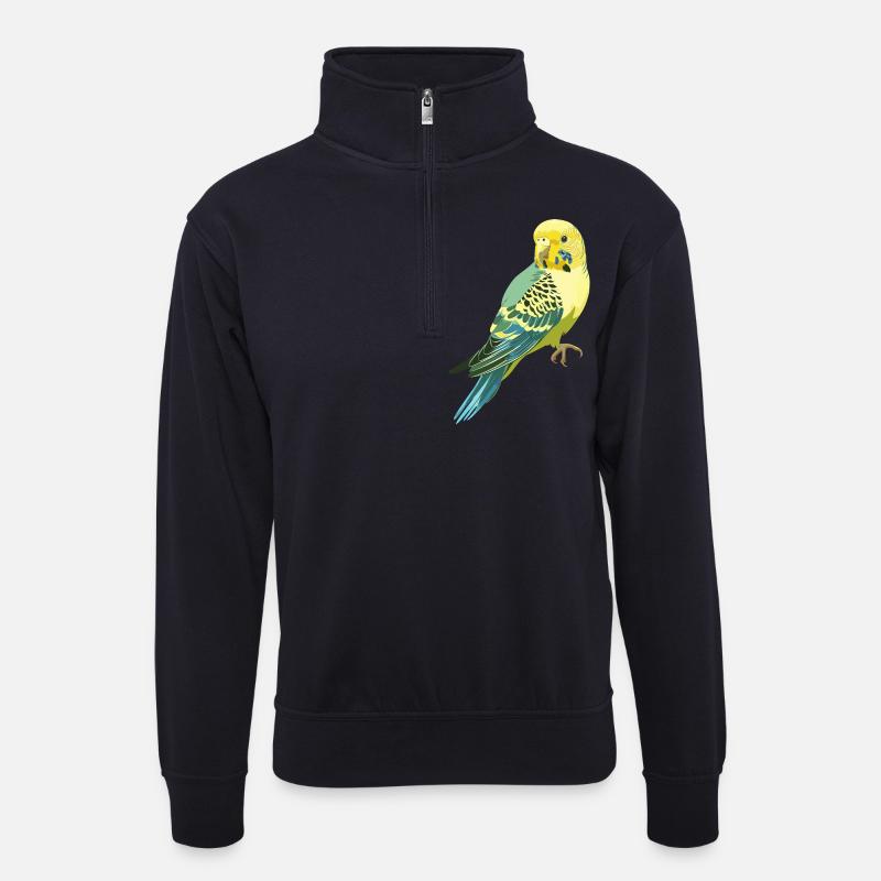 Wellensittich - Unisex Pullover mit Zip-Kragen - Dunkelnavy