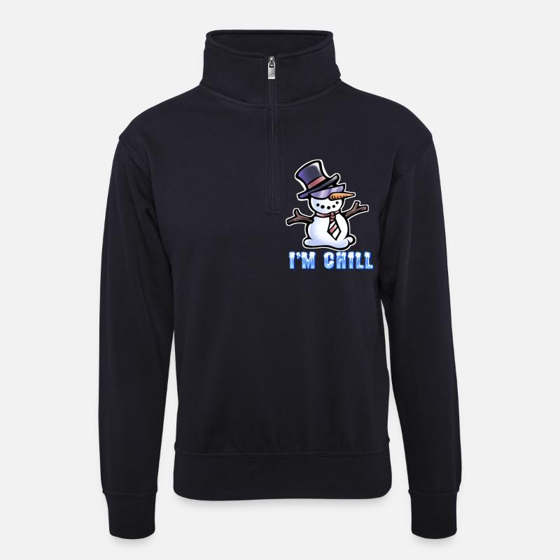 Ich bin Chill - Cooler Schneemann - Unisex Pullover mit Zip-Kragen - Dunkelnavy