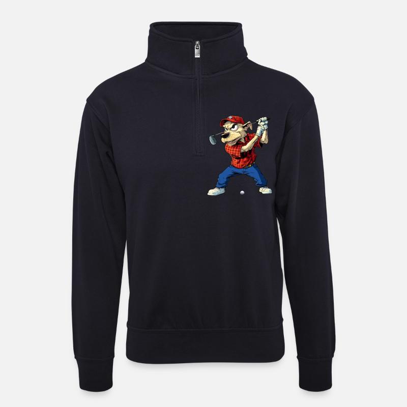 Hunde Golf - Unisex Pullover mit Zip-Kragen - Dunkelnavy