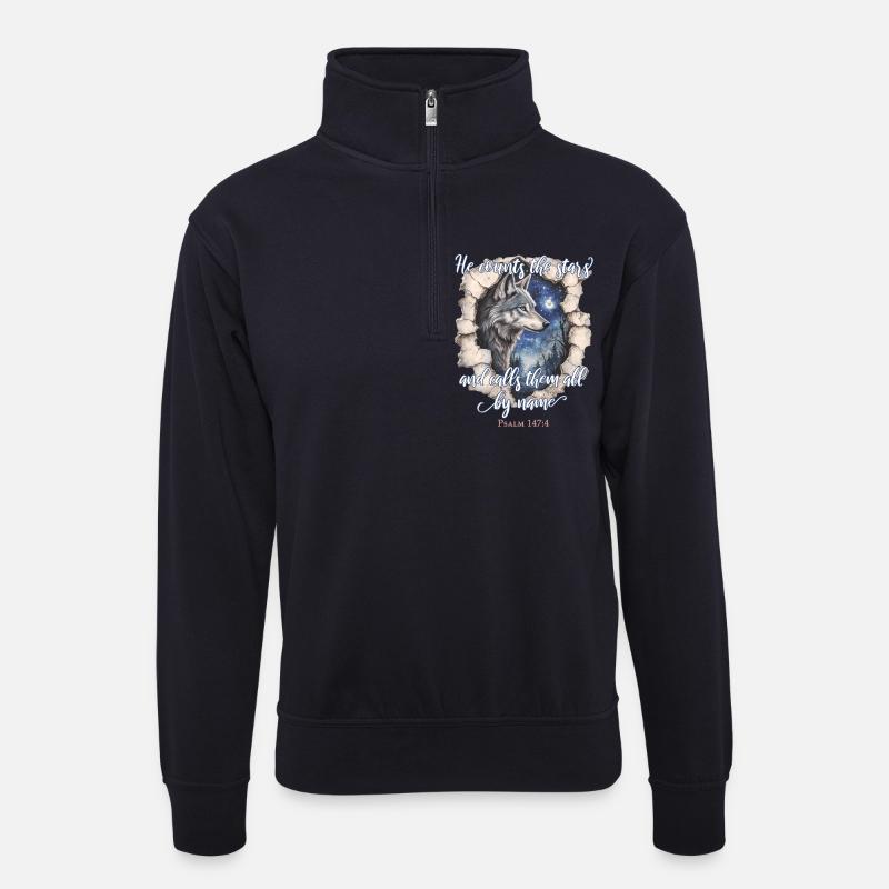 Wolf Christliches Zitat - Unisex Pullover mit Zip-Kragen - Dunkelnavy