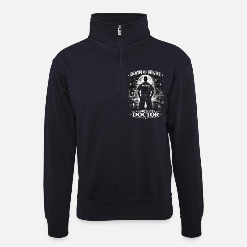 Nachtschicht-Doktor Noir - Unisex Pullover mit Zip-Kragen - Dunkelnavy