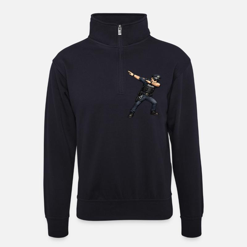 Dabbing Polizist - Unisex Pullover mit Zip-Kragen - Dunkelnavy