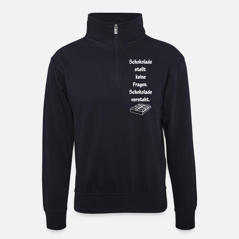 schokolade - Unisex Pullover mit Zip-Kragen - Dunkelnavy