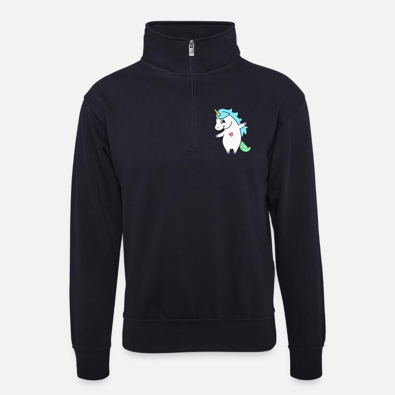 Einhorn Einhörner - Unisex Pullover mit Zip-Kragen - Dunkelnavy