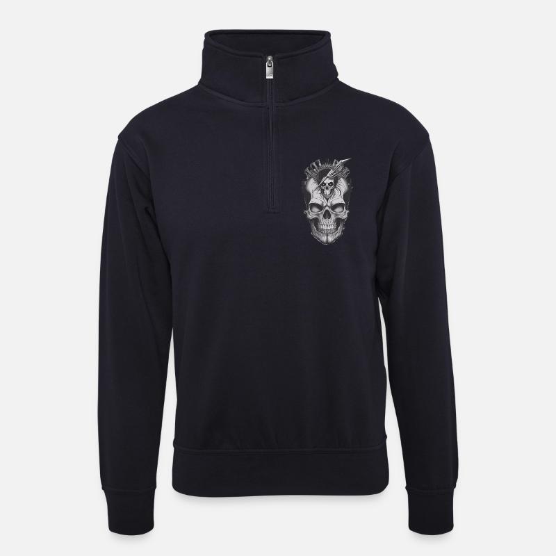 Cool Skull - Unisex Pullover mit Zip-Kragen - Dunkelnavy