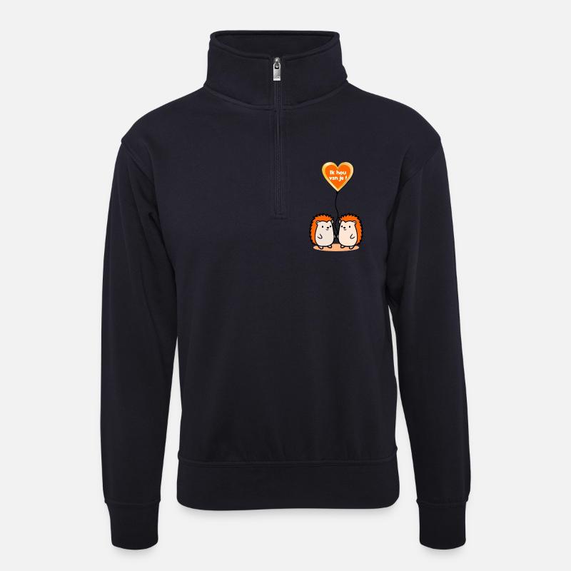 Ich liebe euch, Igel - Unisex Pullover mit Zip-Kragen - Dunkelnavy