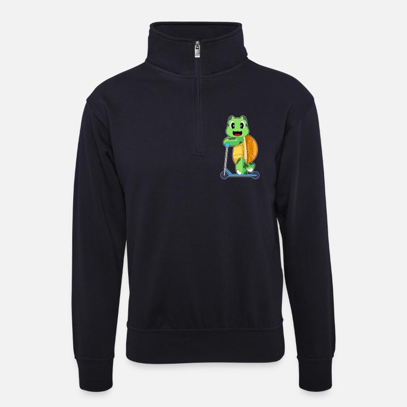 Schildkröte Tretroller - Unisex Pullover mit Zip-Kragen - Dunkelnavy