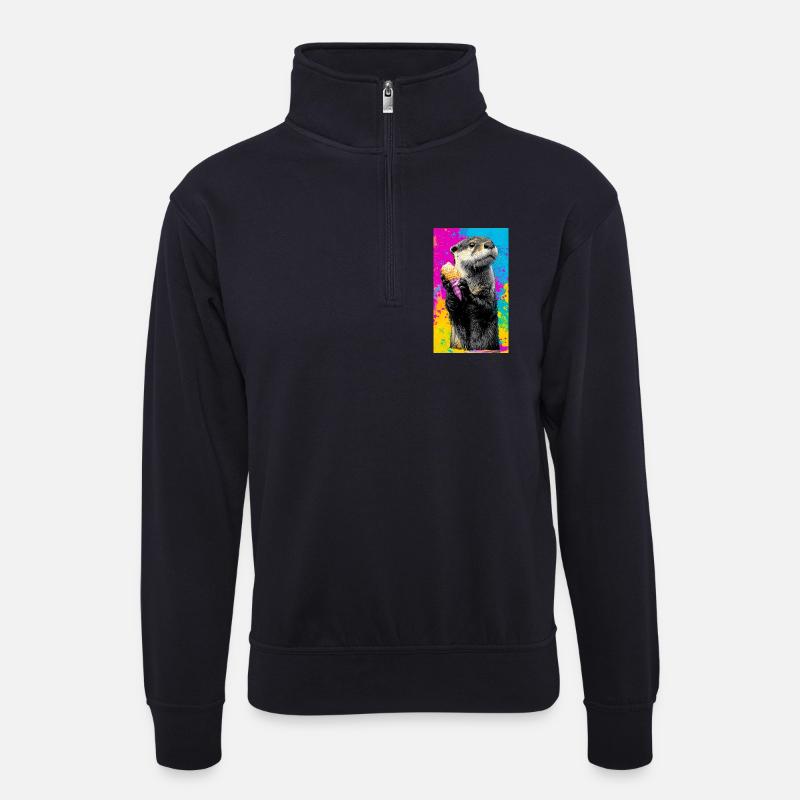 Otter - Unisex Pullover mit Zip-Kragen - Dunkelnavy