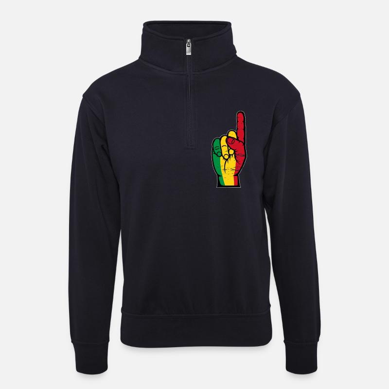 Mali Flagge Nummer 1 used - Unisex Pullover mit Zip-Kragen - Dunkelnavy