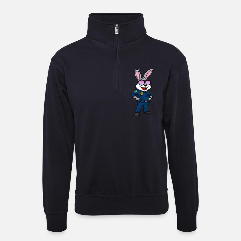 Polizei Hase - Unisex Pullover mit Zip-Kragen - Dunkelnavy
