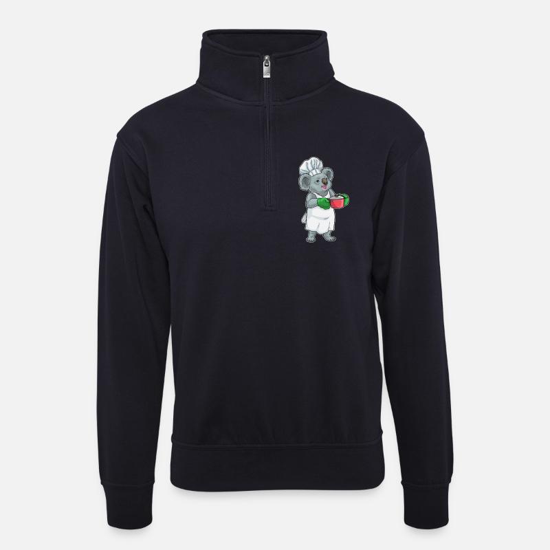 Koala Koch Kochtopf Kochen - Unisex Pullover mit Zip-Kragen - Dunkelnavy
