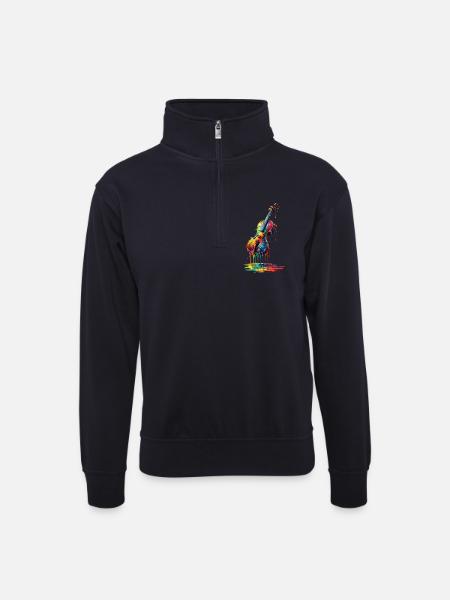 Violin med dryppende maling - Unisex-sweatshirt med zipkrave - mørkemarineblå