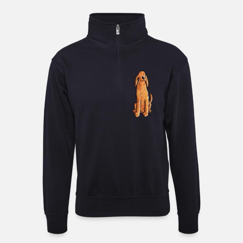 Funny Irish Setter - Unisex Pullover mit Zip-Kragen - Dunkelnavy
