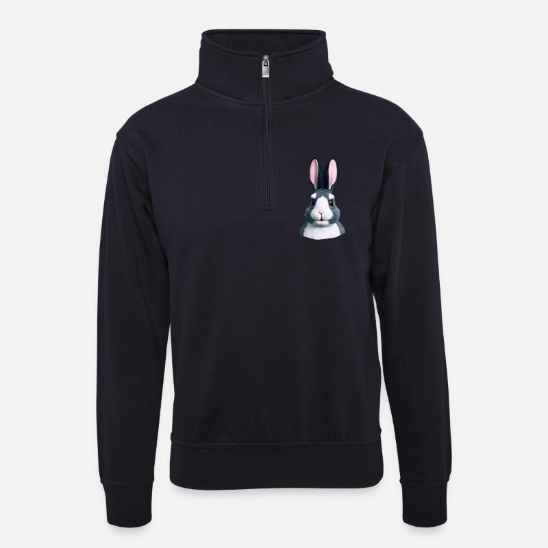 Hase - Nicht nur an Ostern - Unisex Pullover mit Zip-Kragen - Dunkelnavy