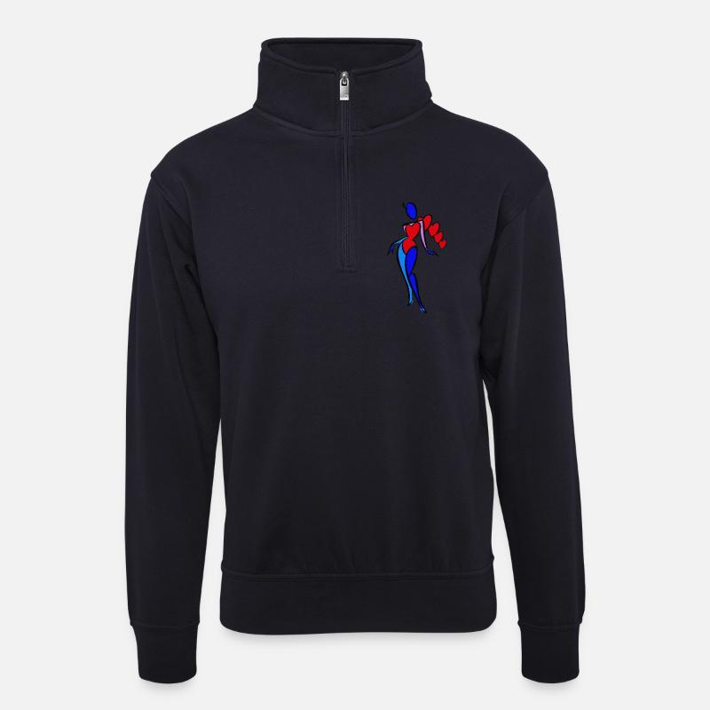 Liebe, Liebe, Liebe - Unisex Pullover mit Zip-Kragen - Dunkelnavy