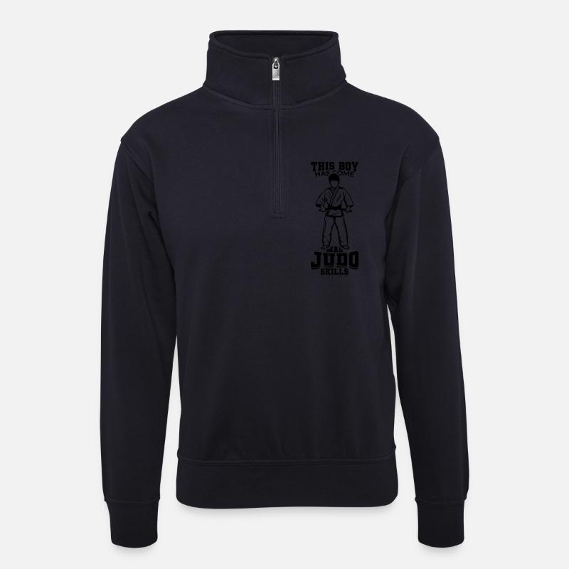 Judo Junge - Unisex Pullover mit Zip-Kragen - Dunkelnavy