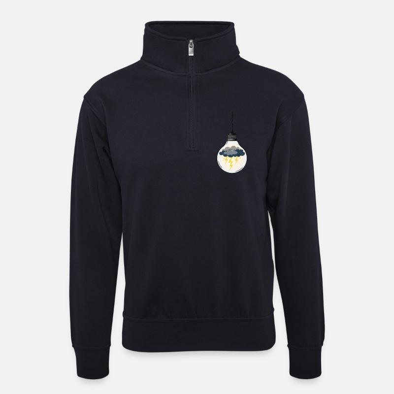 Stürmische Idee in der Glühbirne - Unisex Pullover mit Zip-Kragen - Dunkelnavy