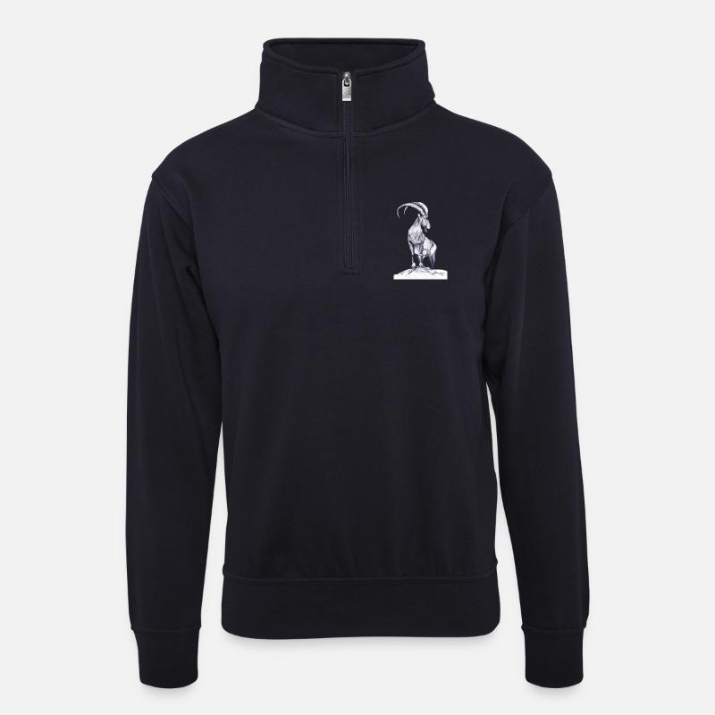Steinbock - Unisex Pullover mit Zip-Kragen - Dunkelnavy
